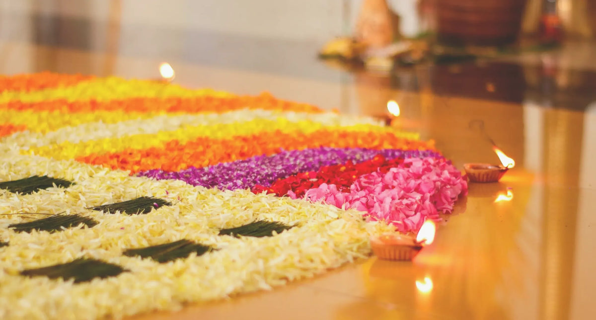 Kerala Onam textiles and embroidered thorthu towels