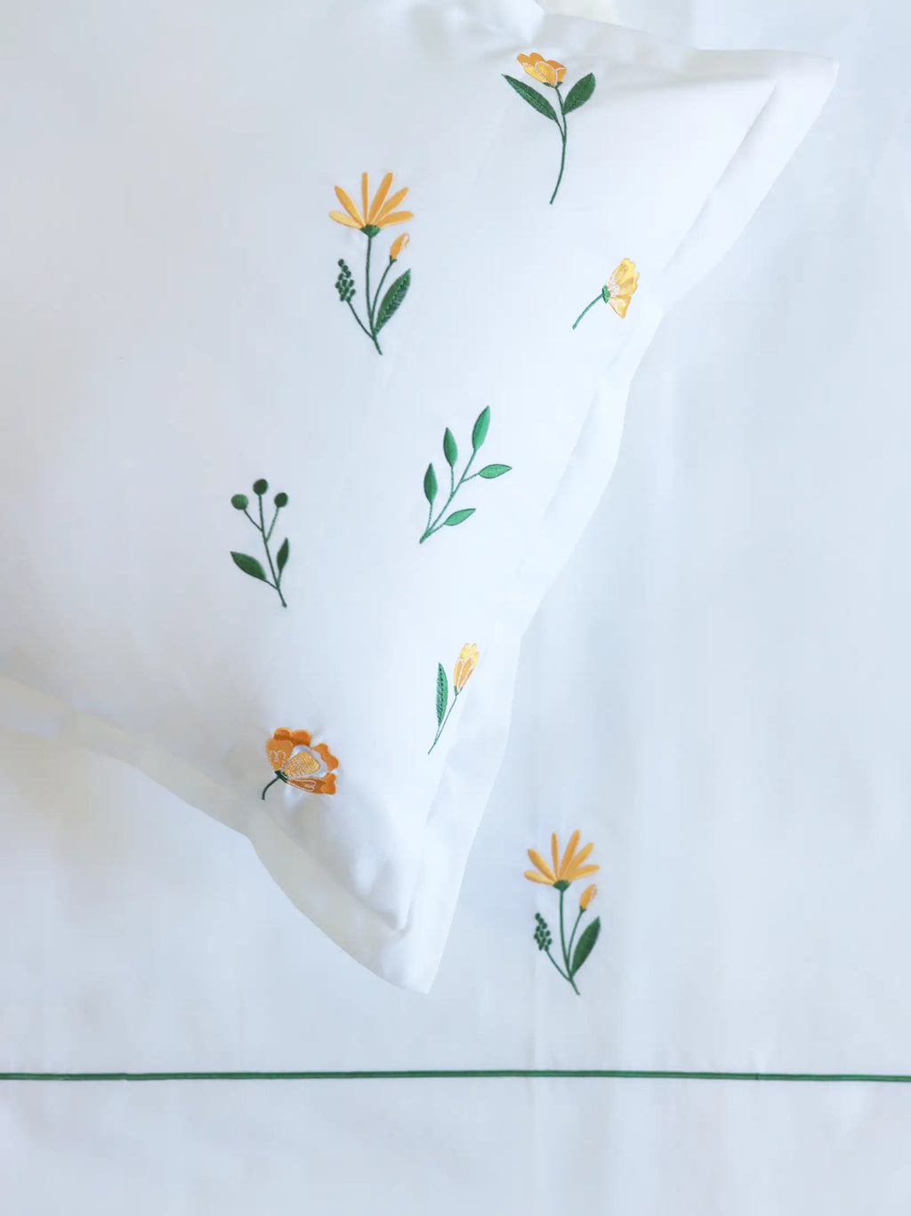 Cassia Floral embroidered 500TC cotton bedsheet set