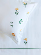 Cassia Floral embroidered 500TC cotton bedsheet set