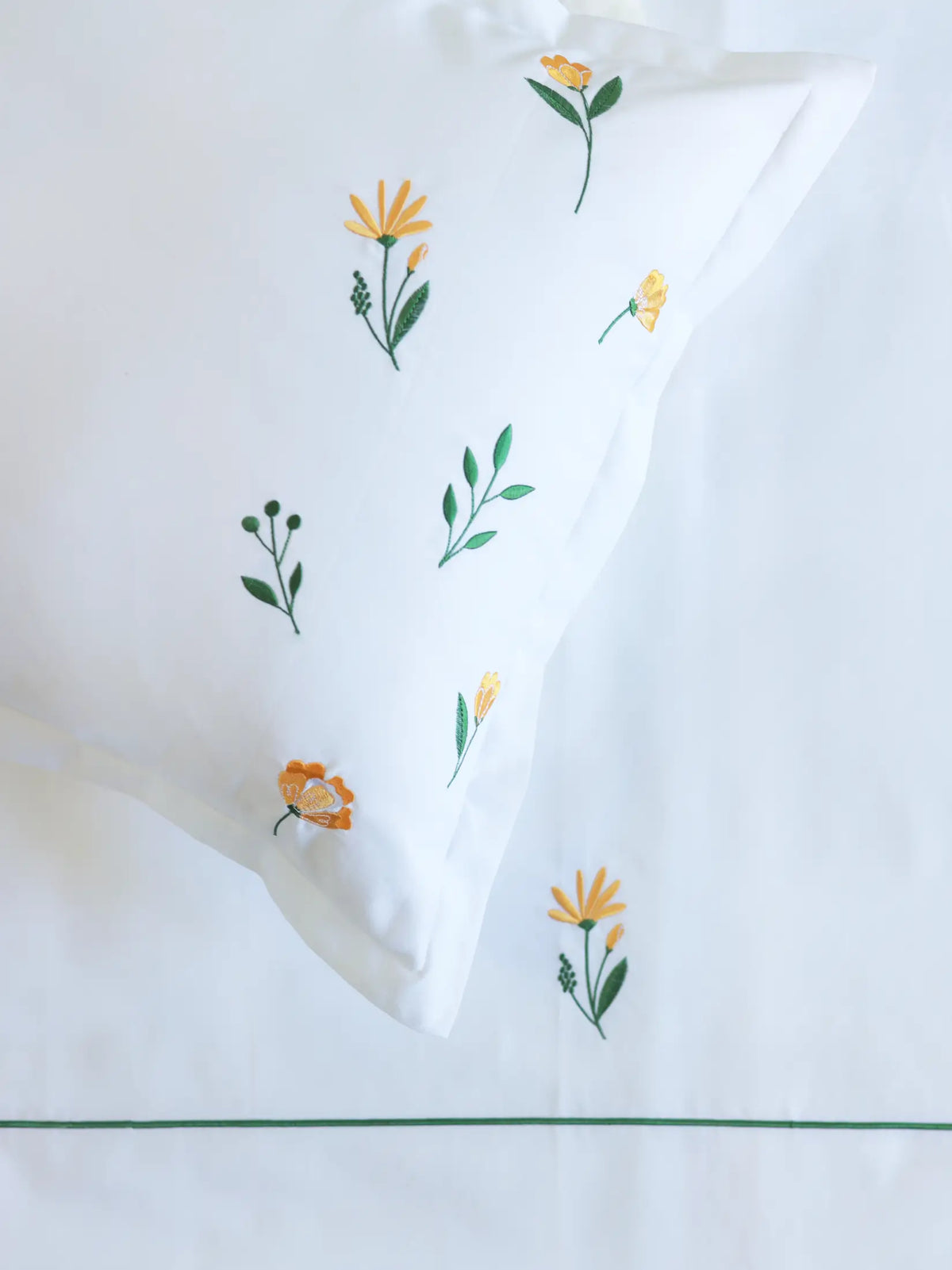 Cassia Floral embroidered 500TC cotton bedsheet set