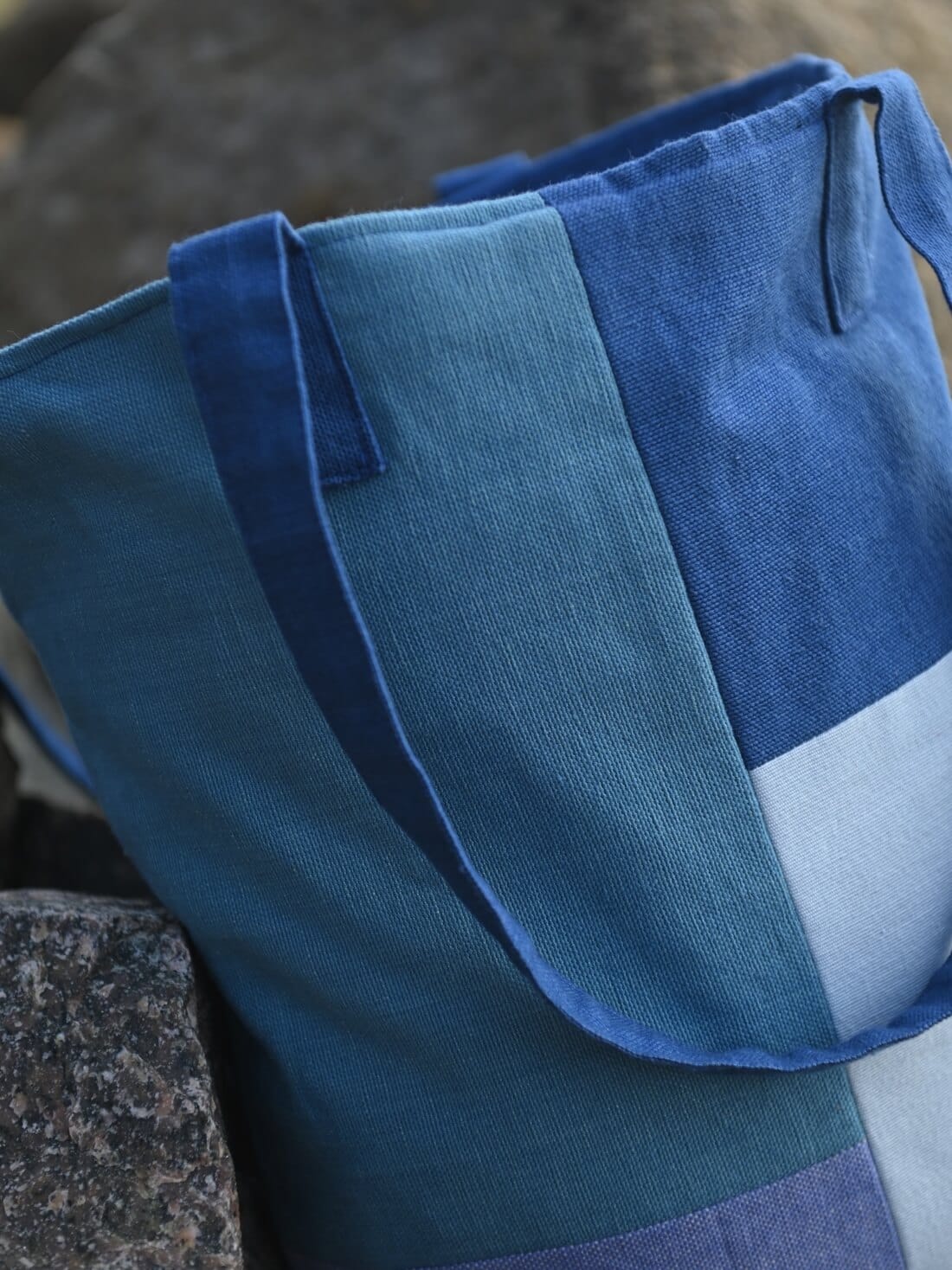 Aqua Patches Hand Woven Tote Bag – alternate view