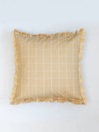 Autumn Chamomile Checkered Fringe Cushion Cover