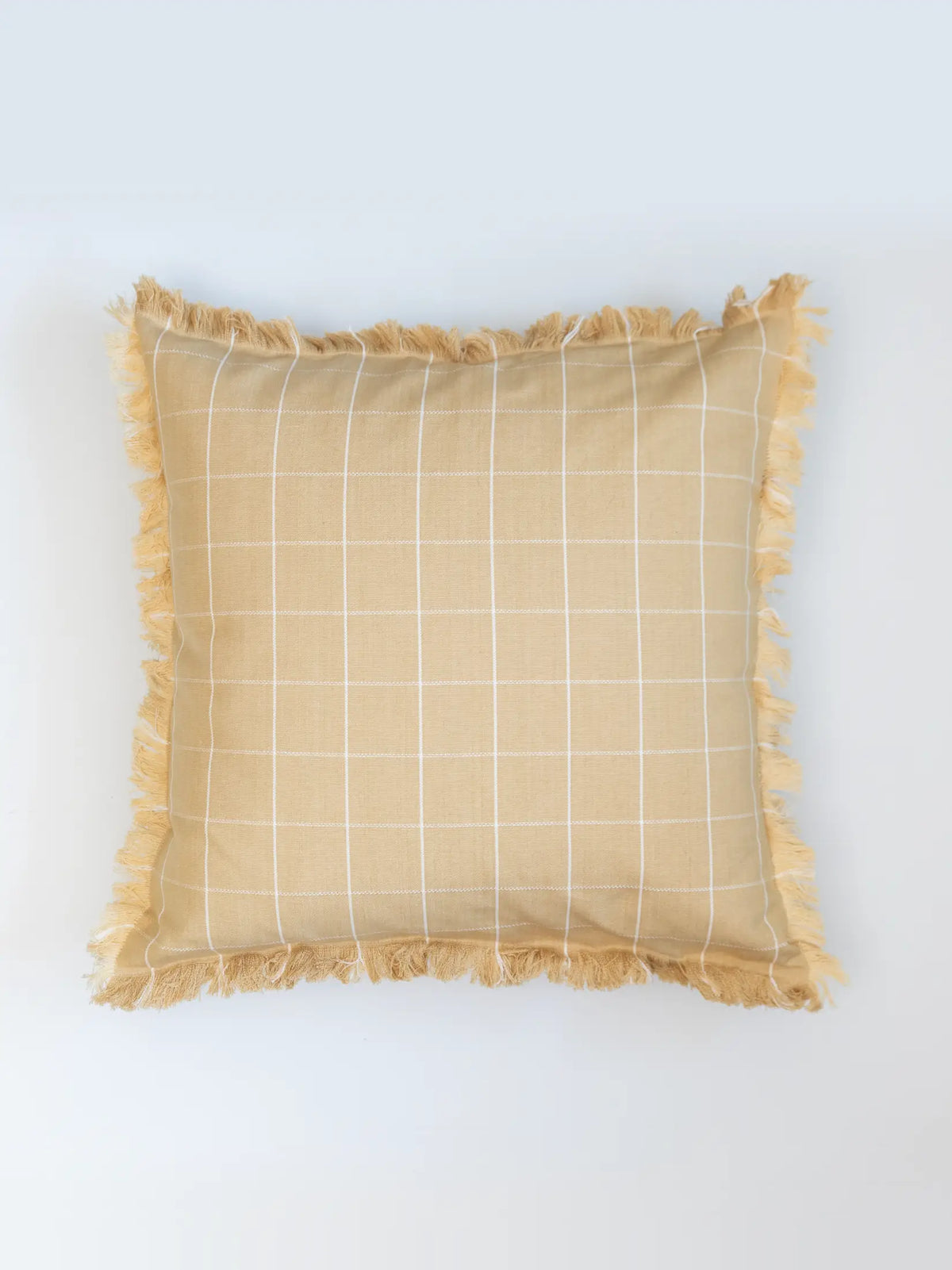 Autumn Chamomile Checkered Fringe Cushion Cover