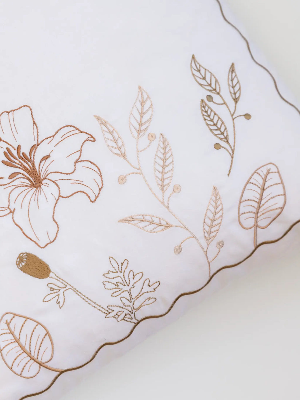 Autumn Petal Scallop Embroidered Cushion Cover – alternate view