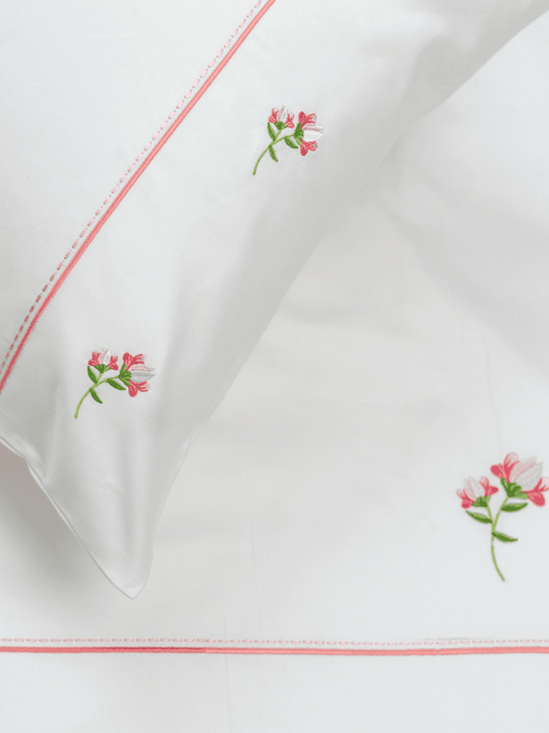 Rosé Floral Embroidered 500TC Bedlinen