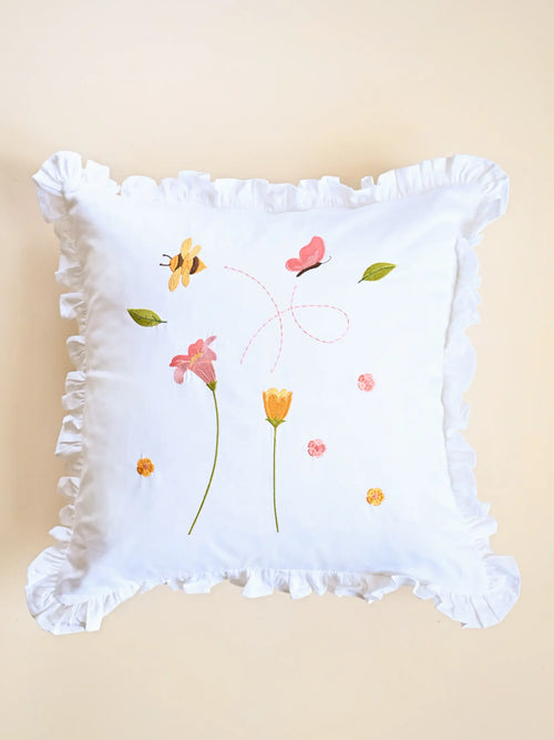 Enchanted Bee's Embroidered Cushion