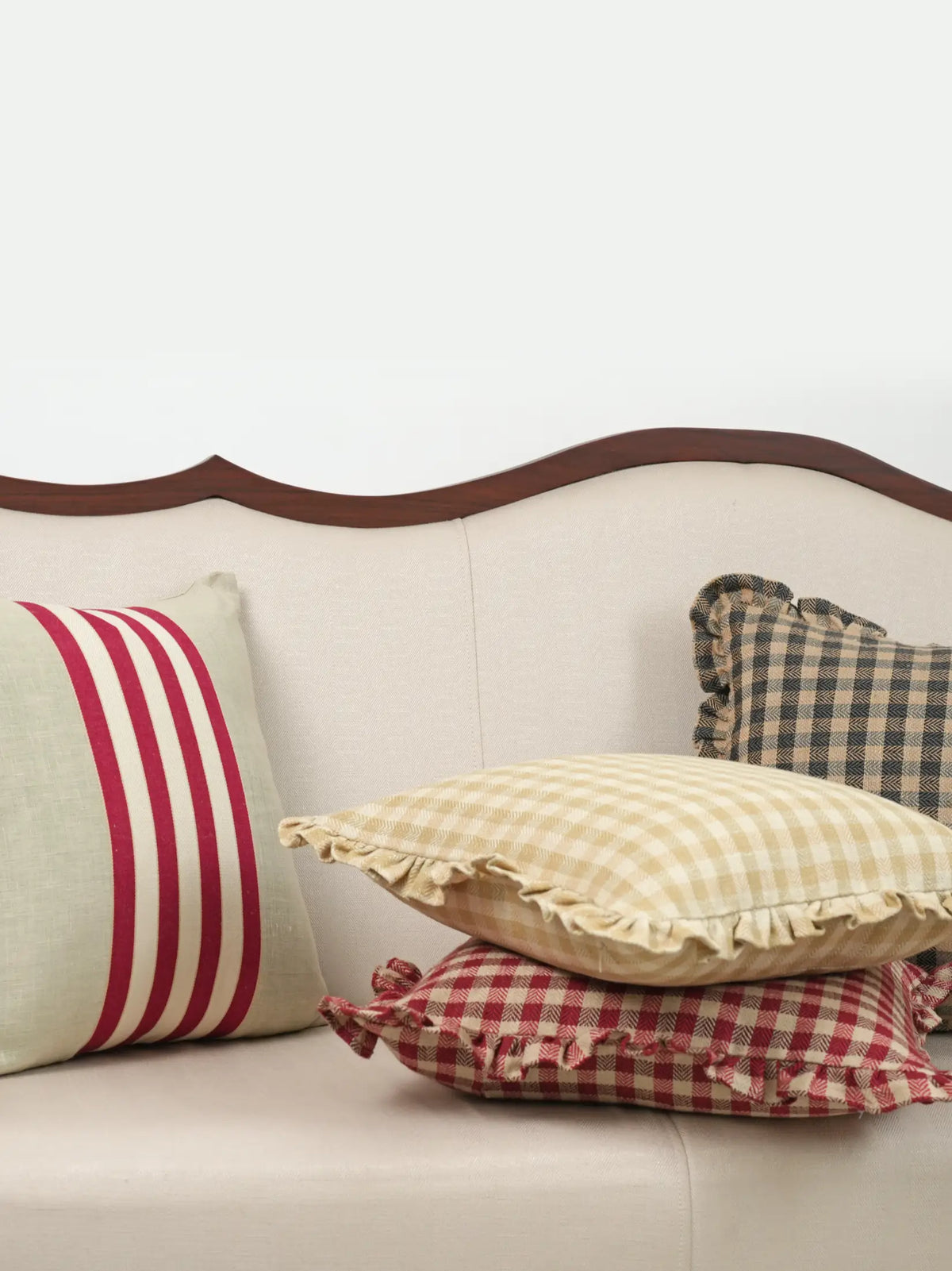 Belmont Vintage Crimson Stripe Linen Cushion Cover – alternate view