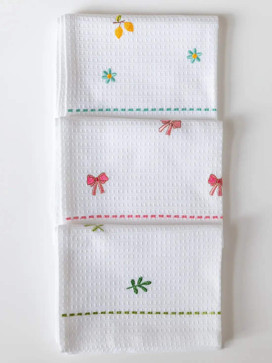 Blossom Bows Embroidered Cotton Waffle Hand Towel - Set of 3 – alternate view