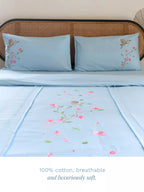 Sakura Cloud Blue Embroidered Duvet Cover Set in 400TC -240 x 220 cm – alternate view