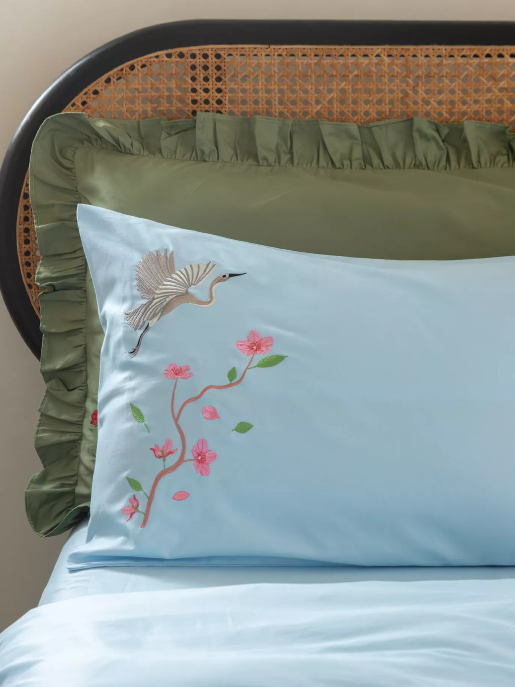 Sakura Cloud Blue Embroidered Duvet Cover Set in 400TC -240 x 220 cm – alternate view