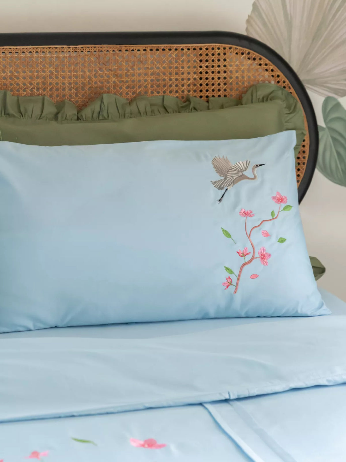 Sakura Cloud Blue Embroidered Duvet Cover Set in 400TC -240 x 220 cm – alternate view