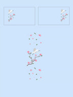 blue sakura bedsheet set layout and mock up