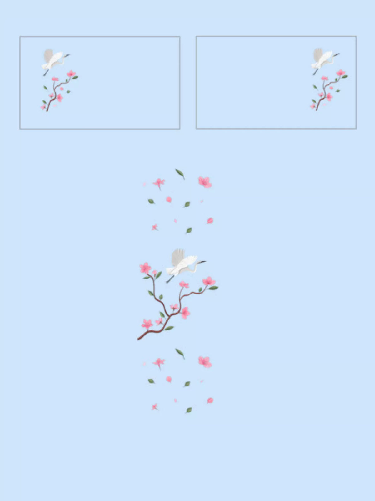 blue sakura bedsheet set layout and mock up