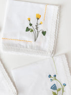 Bouquet Corners embroidered cotton handkerchief detail