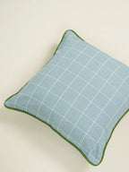 Cloud Blue Checkered Cushion Cover – alternate view