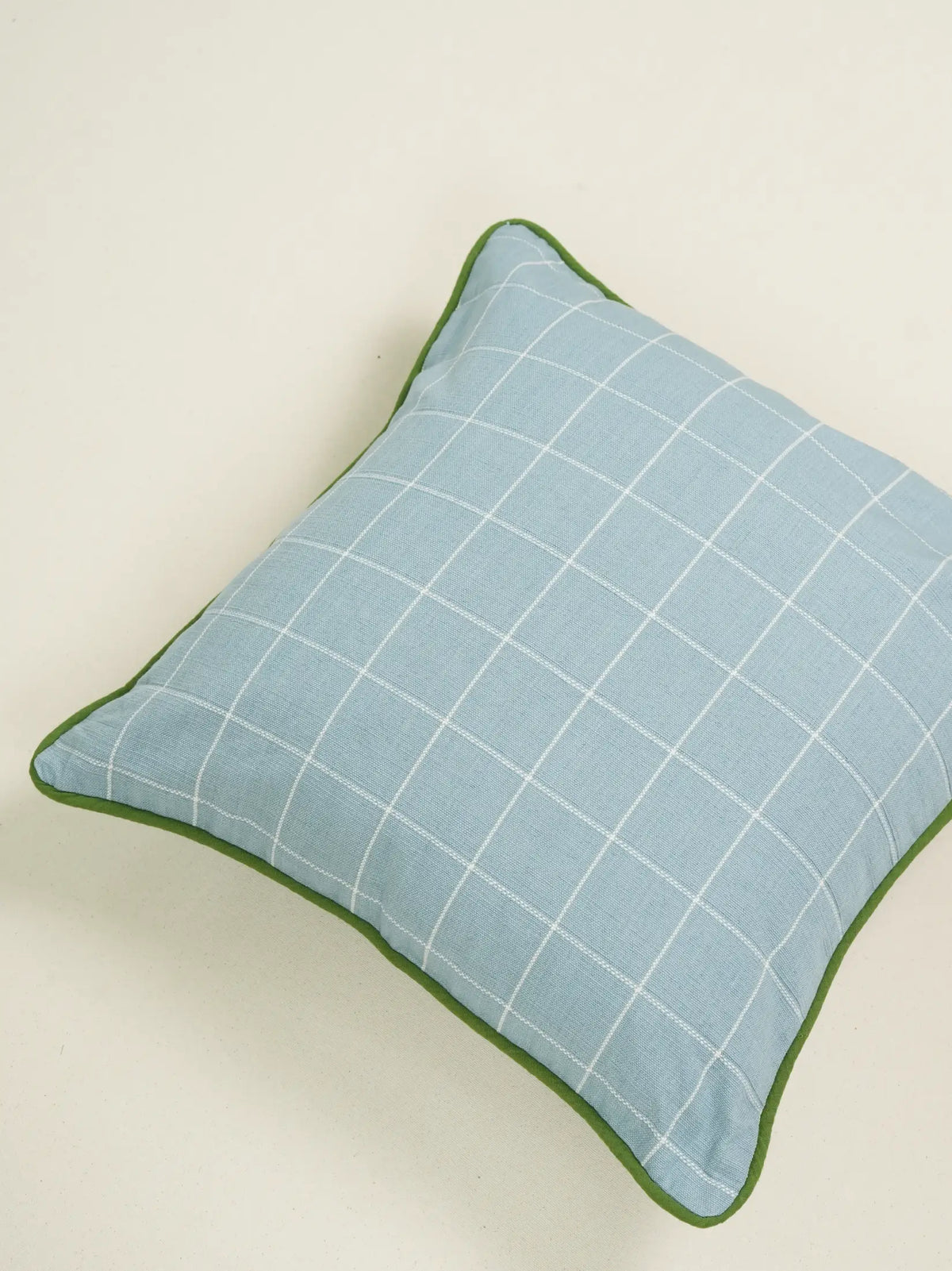 Cloud Blue Checkered Cushion Cover – alternate view