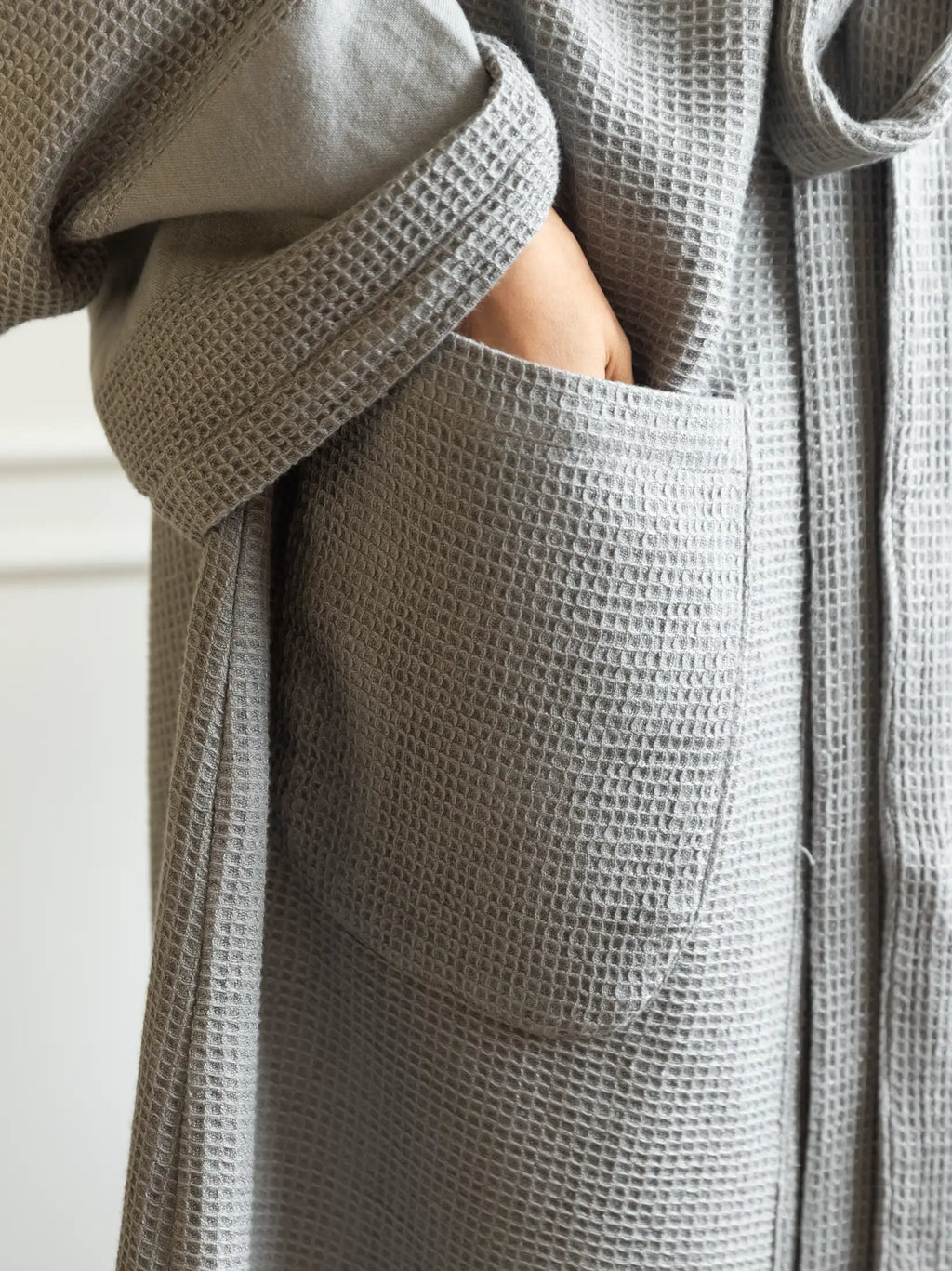 Cloud Gray Bamboo Custom Monogram Cotton Unisex Bath Robe – alternate view