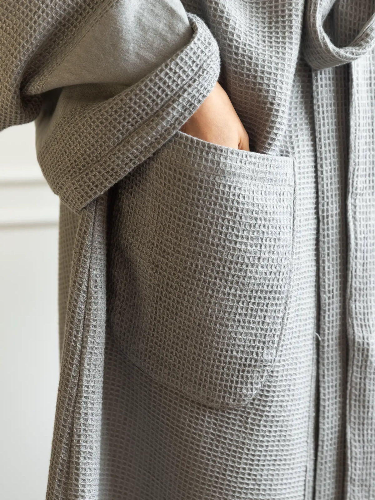 Cloud Gray Bamboo Custom Monogram Cotton Unisex Bath Robe – alternate view