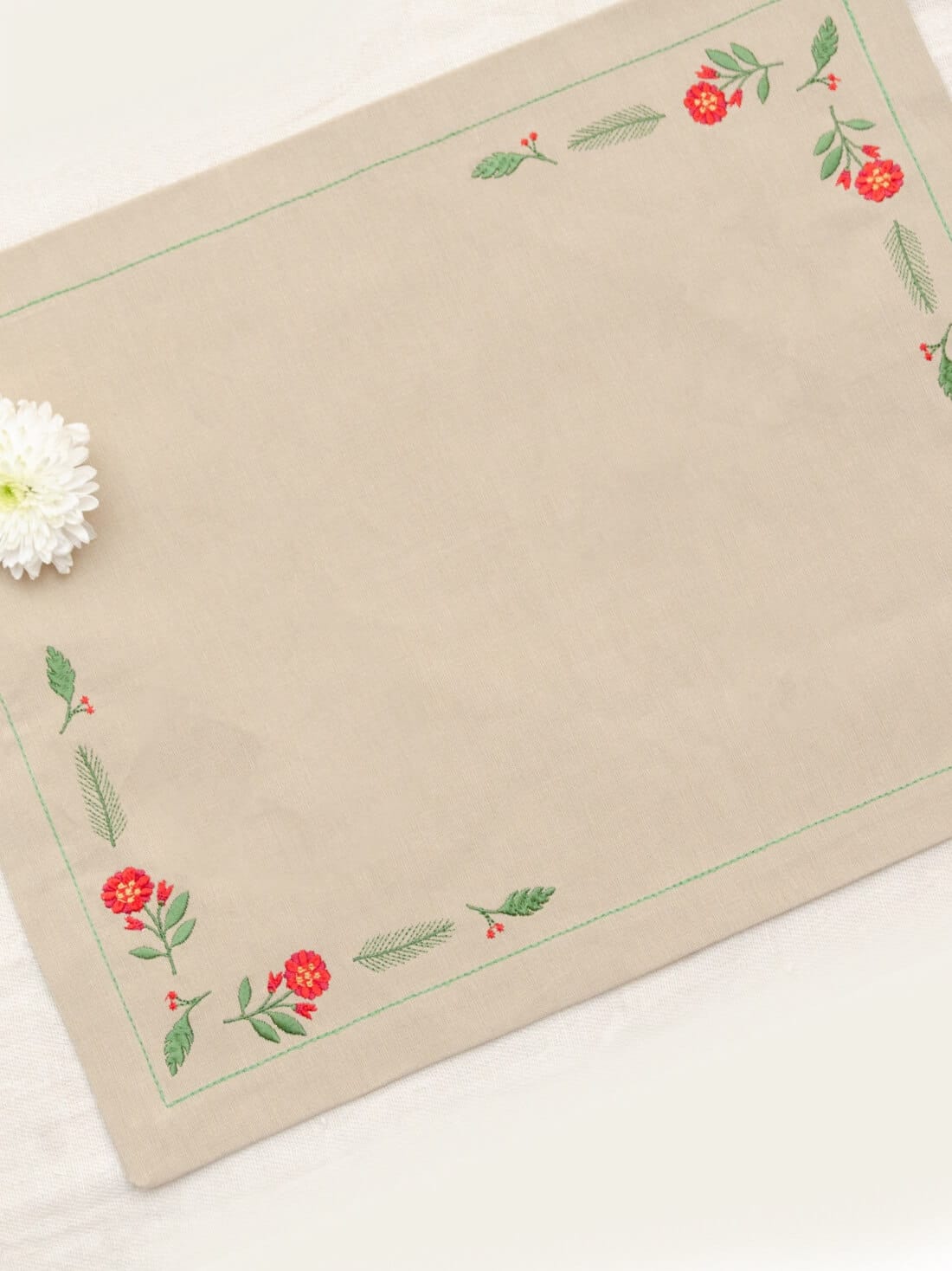 Holly Embroidered Table Mats – alternate view