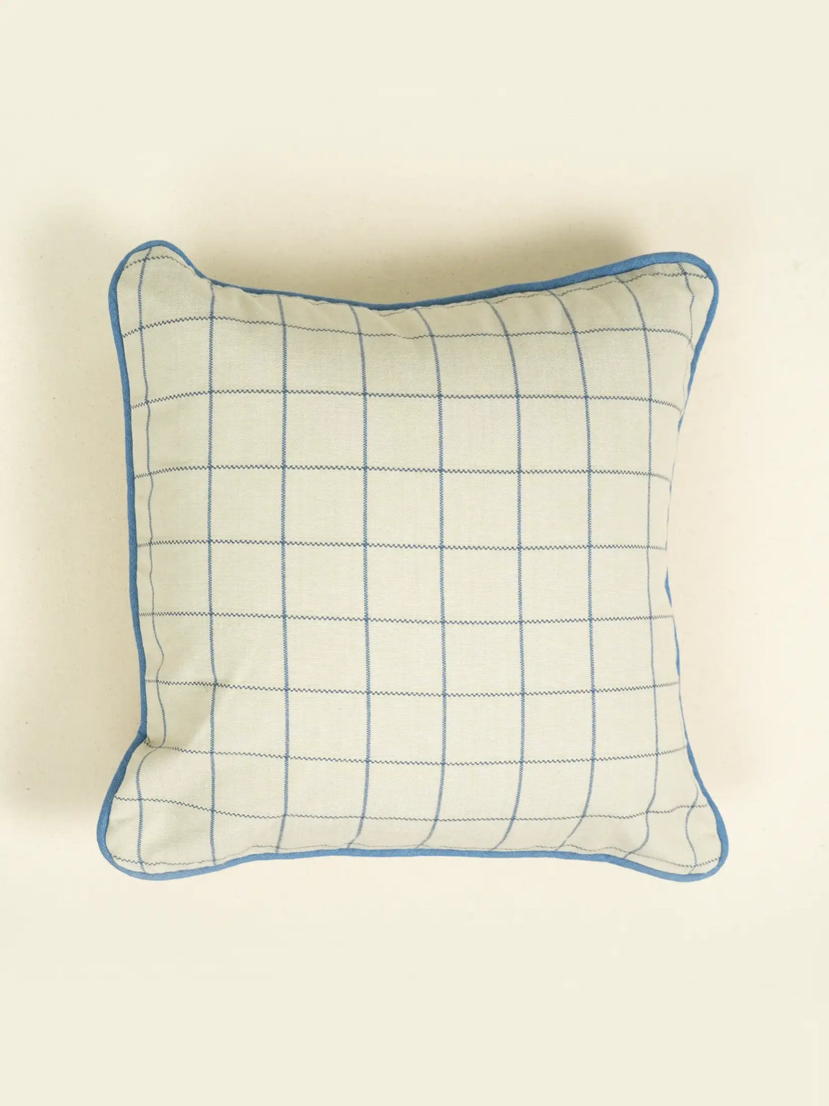 Denim Blue Checkered Cushion Cover