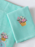 Dutch Tulip Ride Cotton Waffle Towel Set of 2 – Bath & Hand Towel – alternate view