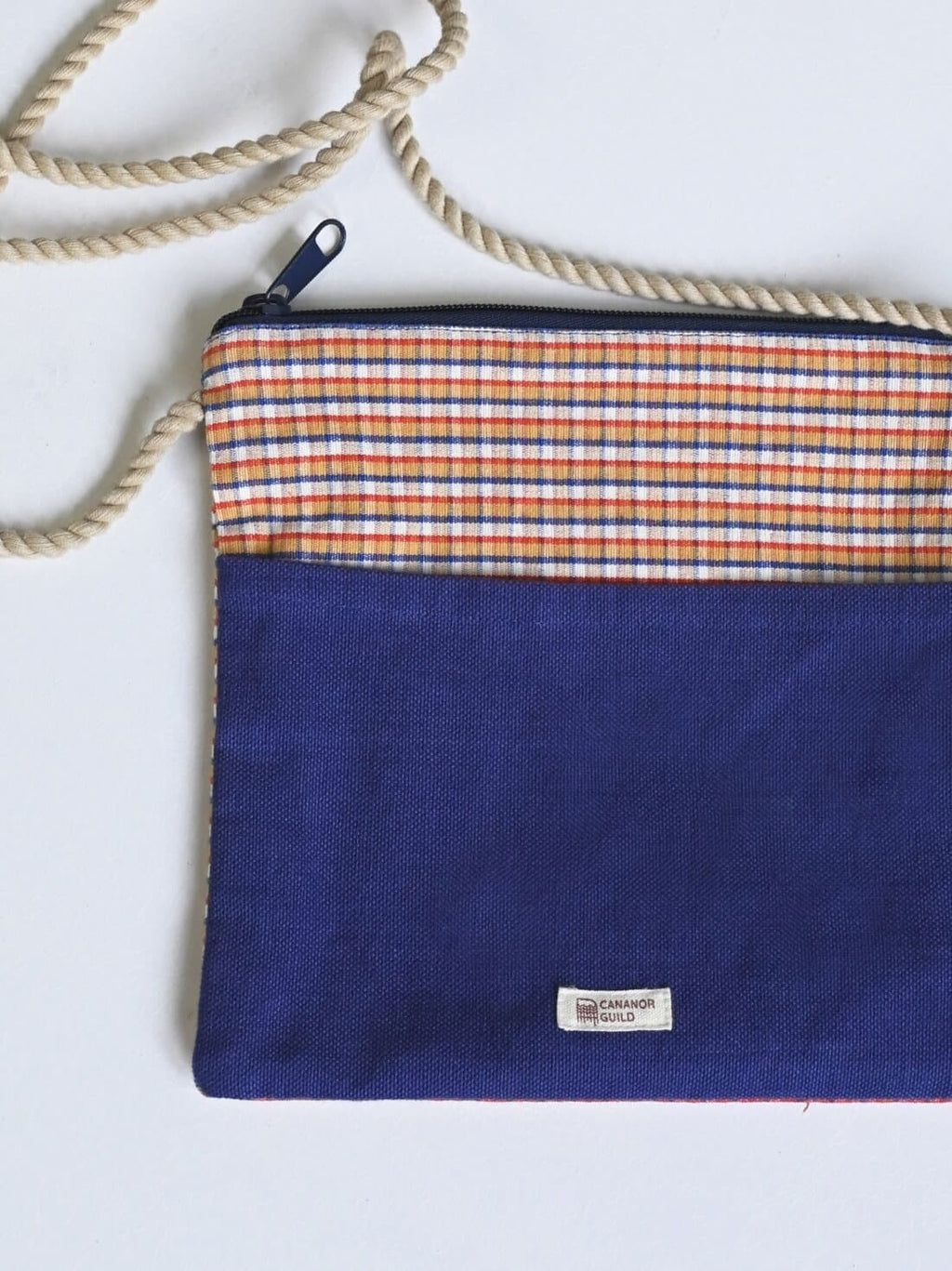 Royal Blue Checkered Sling Bag