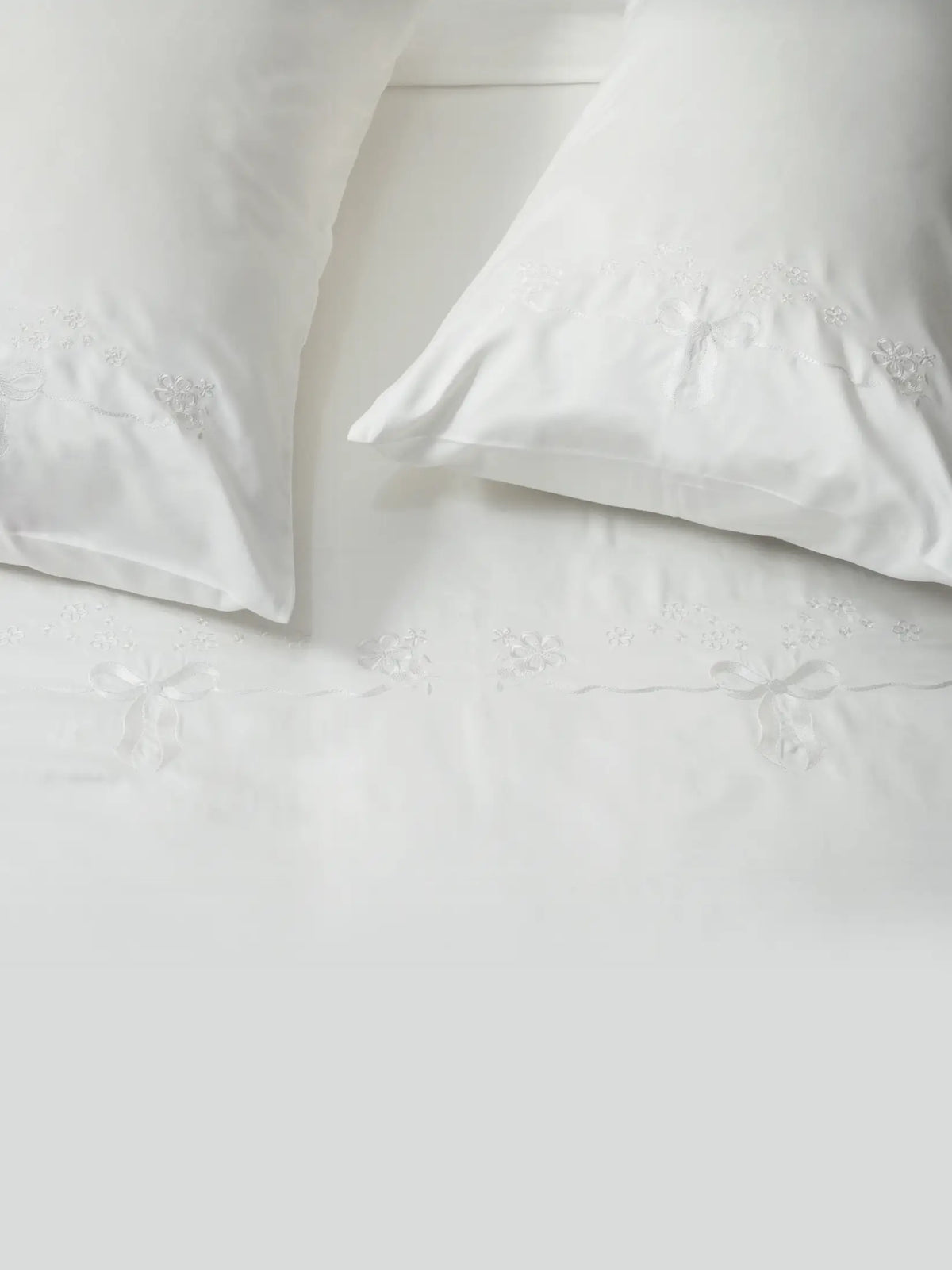 Floral Grace White Embroidered Luxury Bedlinen Set in 500TC – alternate view