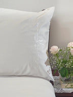 Floral Grace White Embroidered Luxury Bedlinen Set in 500TC – alternate view