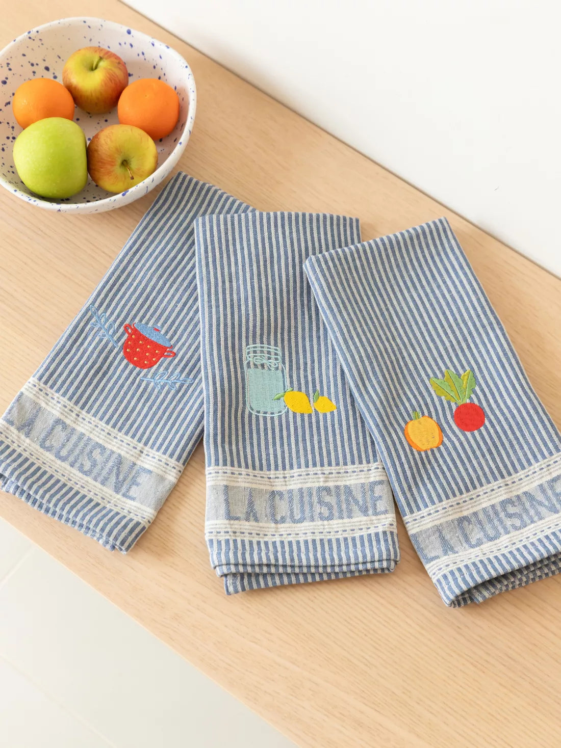 French Bistro Embroidered Kitchen Towel Set of 3 – image 1