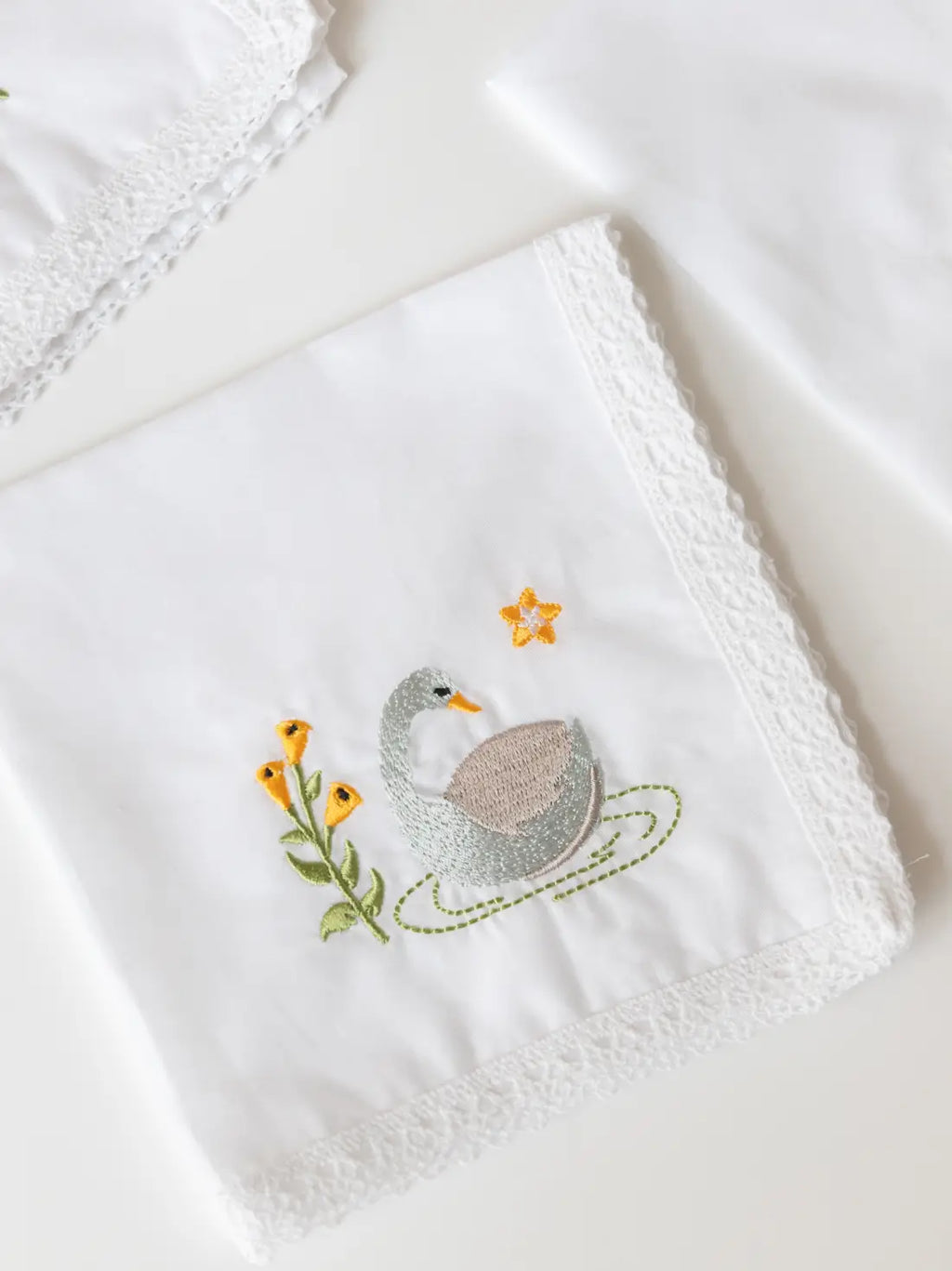 Garden Whimsy floral embroidered cotton handkerchief detail