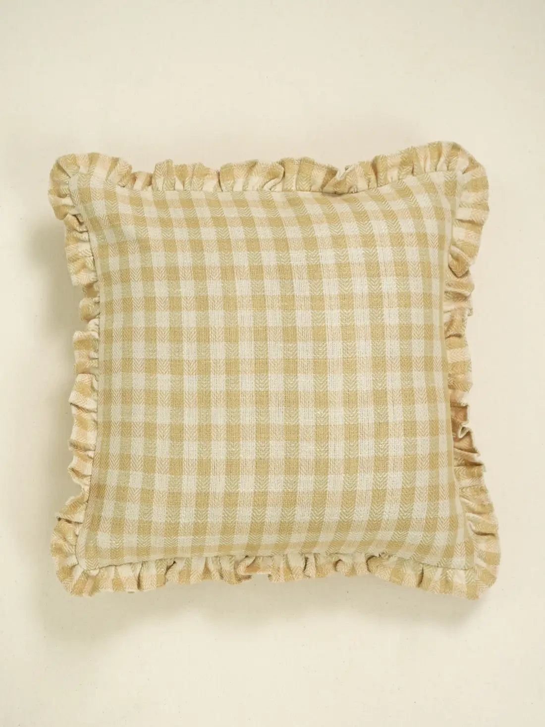 Hampton Beige Ruffle Linen Cushion Cover