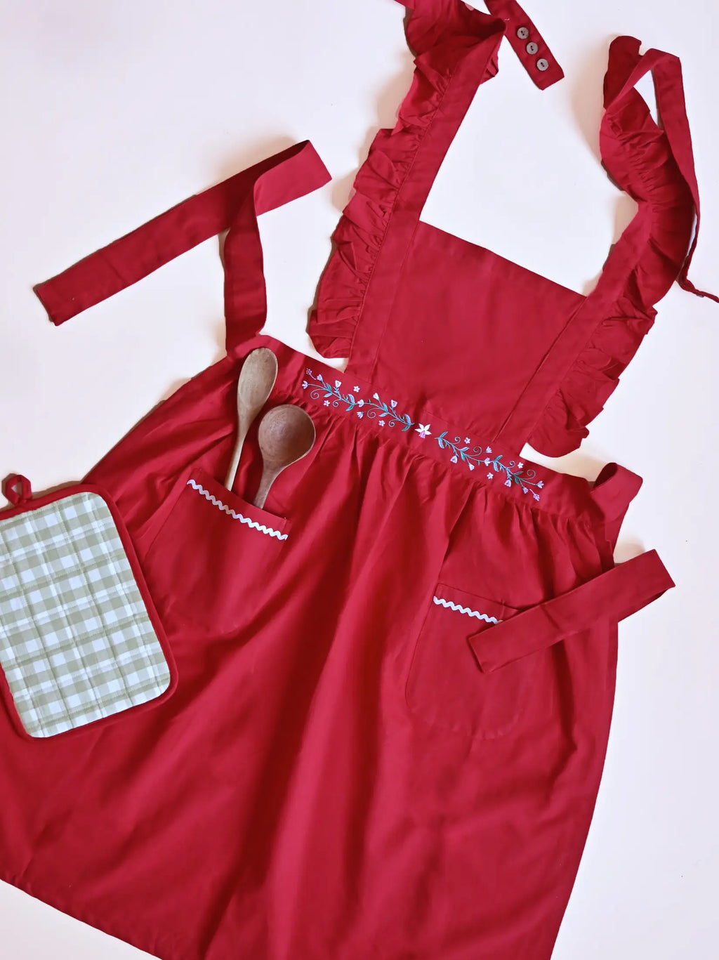 Holiday Hostess Red Apron & Potholder Set