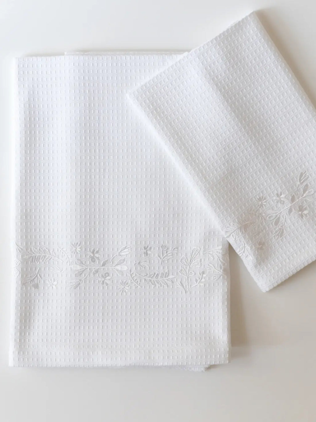 Jasmine White Cotton Waffle Towel Set of 2 – Bath & Hand Towel