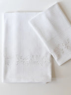 Jasmine White Cotton Waffle Towel Set of 2 – Bath & Hand Towel