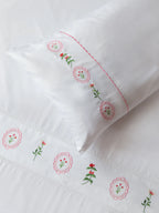 Keepsake Garden embroidered 500TC cotton bedsheet set