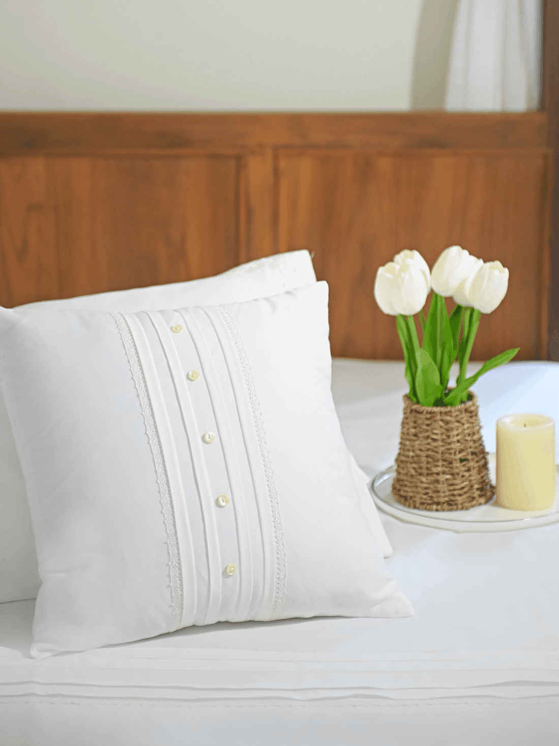 White Mayfair Lace Cushion Cover