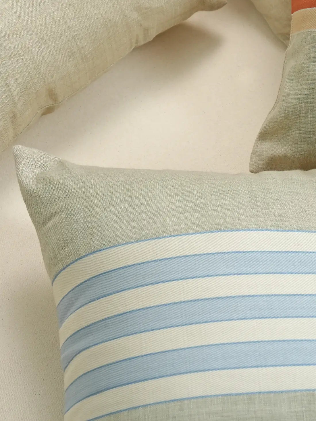 Bondi Blue Breeze Stripe Linen Cushion Cover – alternate view