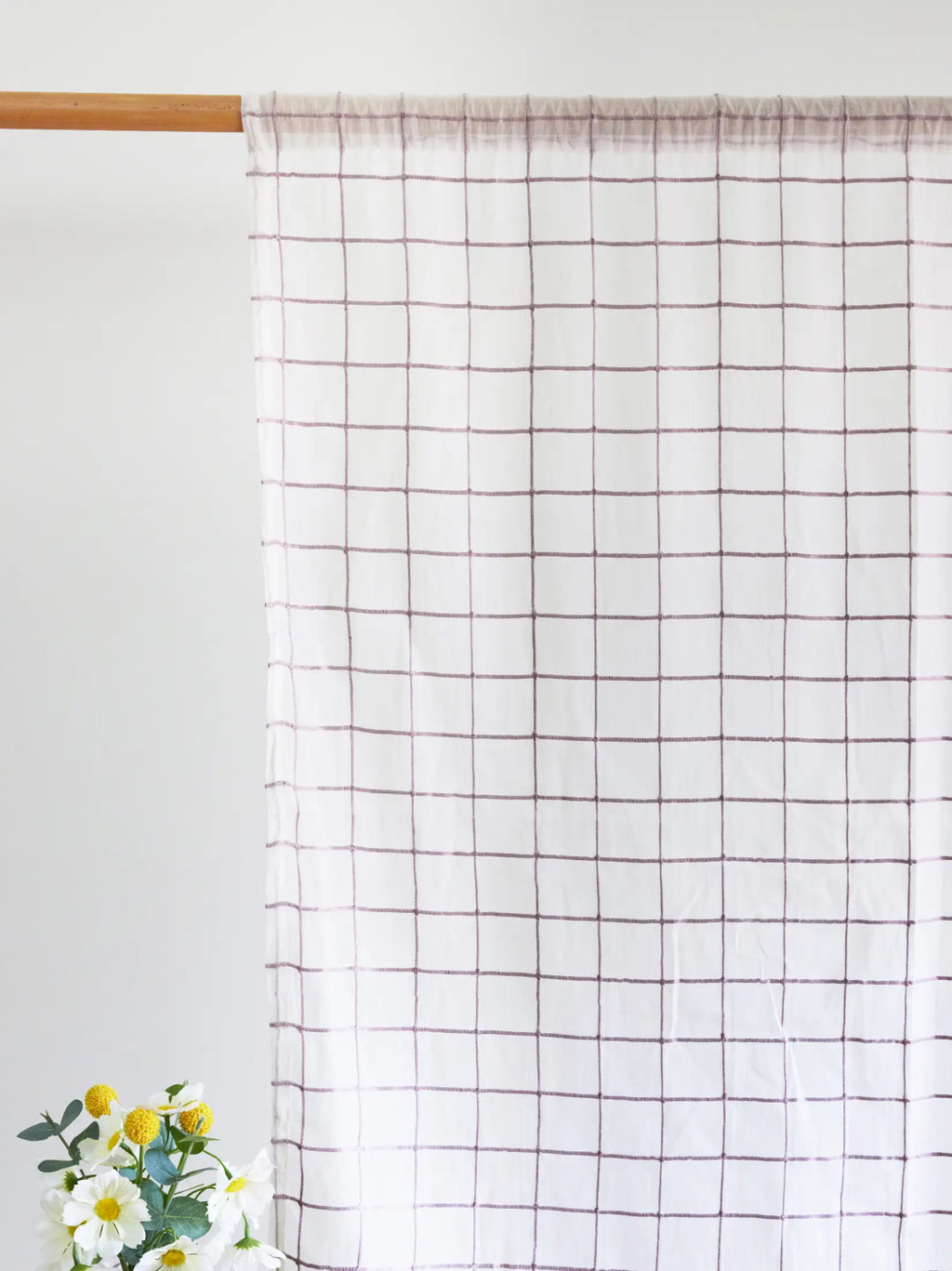 Lilac Checks Handwoven Sheer Cotton Curtain – alternate view