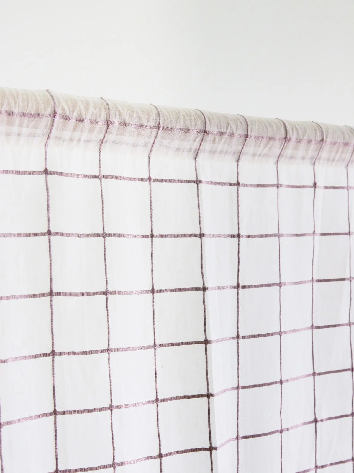 Lilac Checks Handwoven Sheer Cotton Curtain – alternate view