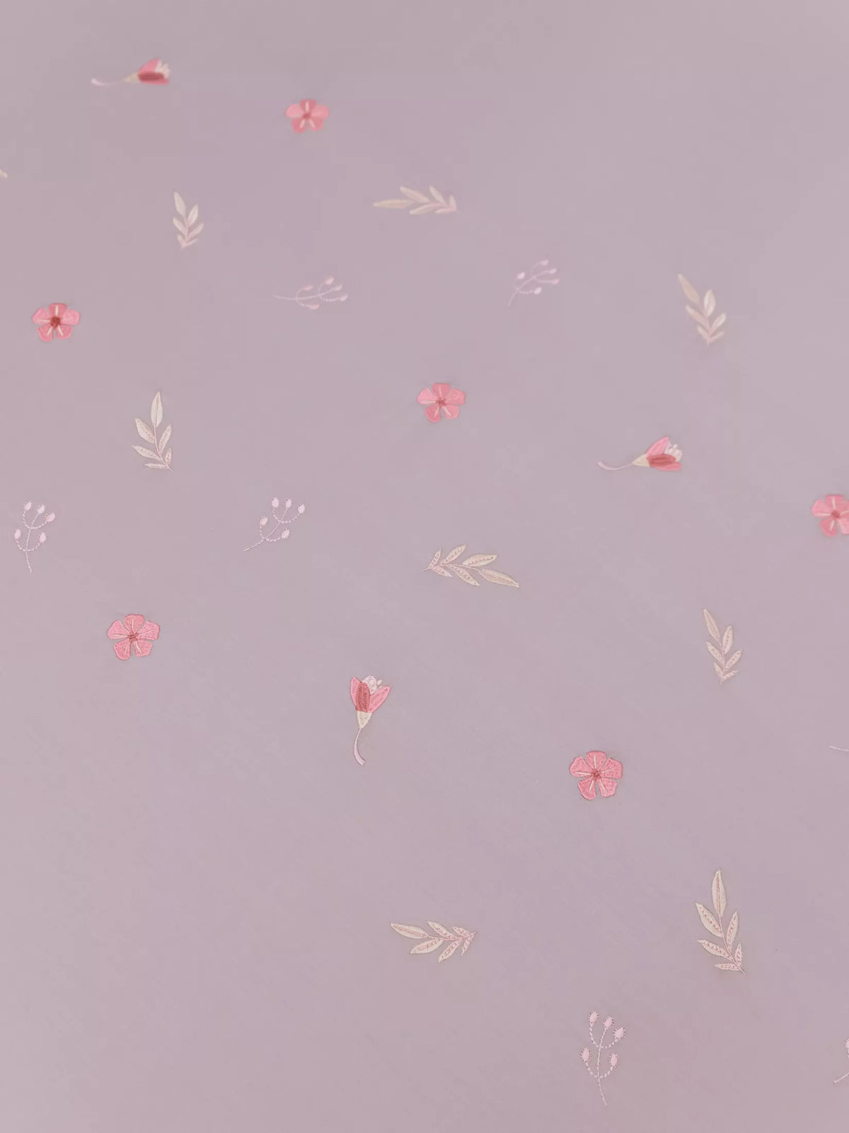Mauve Bedsheet set with floral and vines embroidery detailing