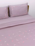 Mauve Gardenia Embroidered Duvet Cover Set in 400TC -240 x 220 cm – alternate view