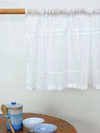 Mint Blue and White Stripes Handwoven Sheer Cotton Curtain