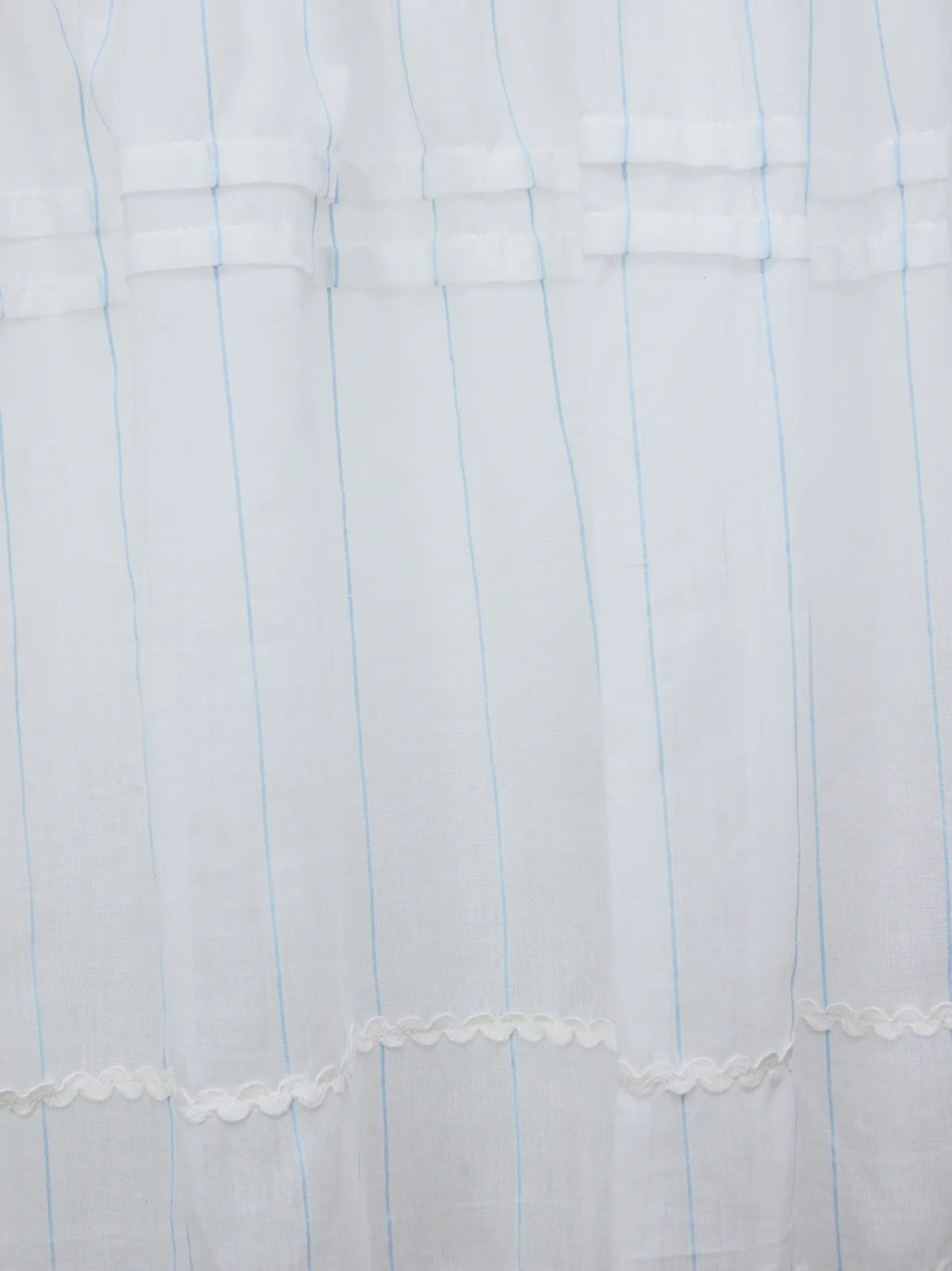 Mint Blue and White Stripes Handwoven Sheer Cotton Curtain – alternate view