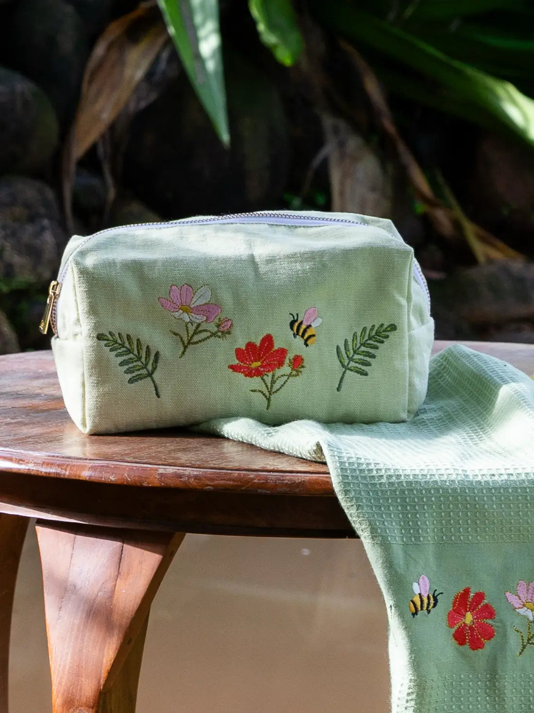 Monsoon Bloom Pale Green Toiletry Bag
