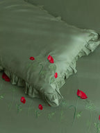 Poppy Fields Green Embroidered Bedlinen Diwali Gift Set – alternate view
