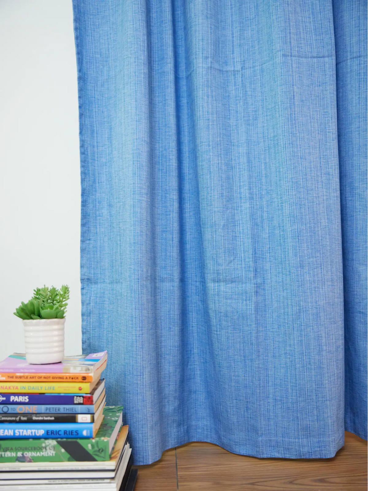 Ocean Blue Handwoven Cotton Curtain – alternate view