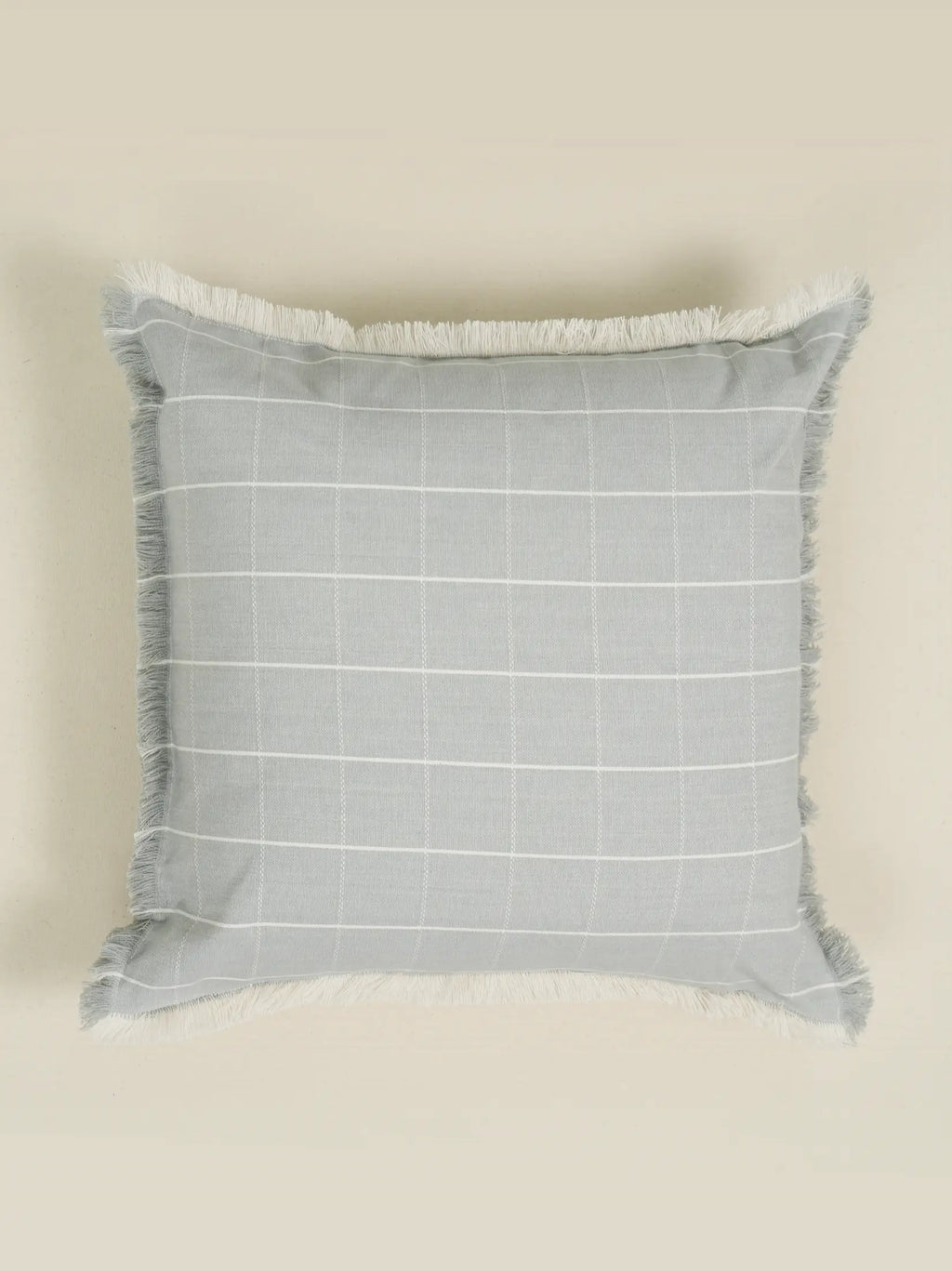 Pale Gray Checkered Cushion Cover