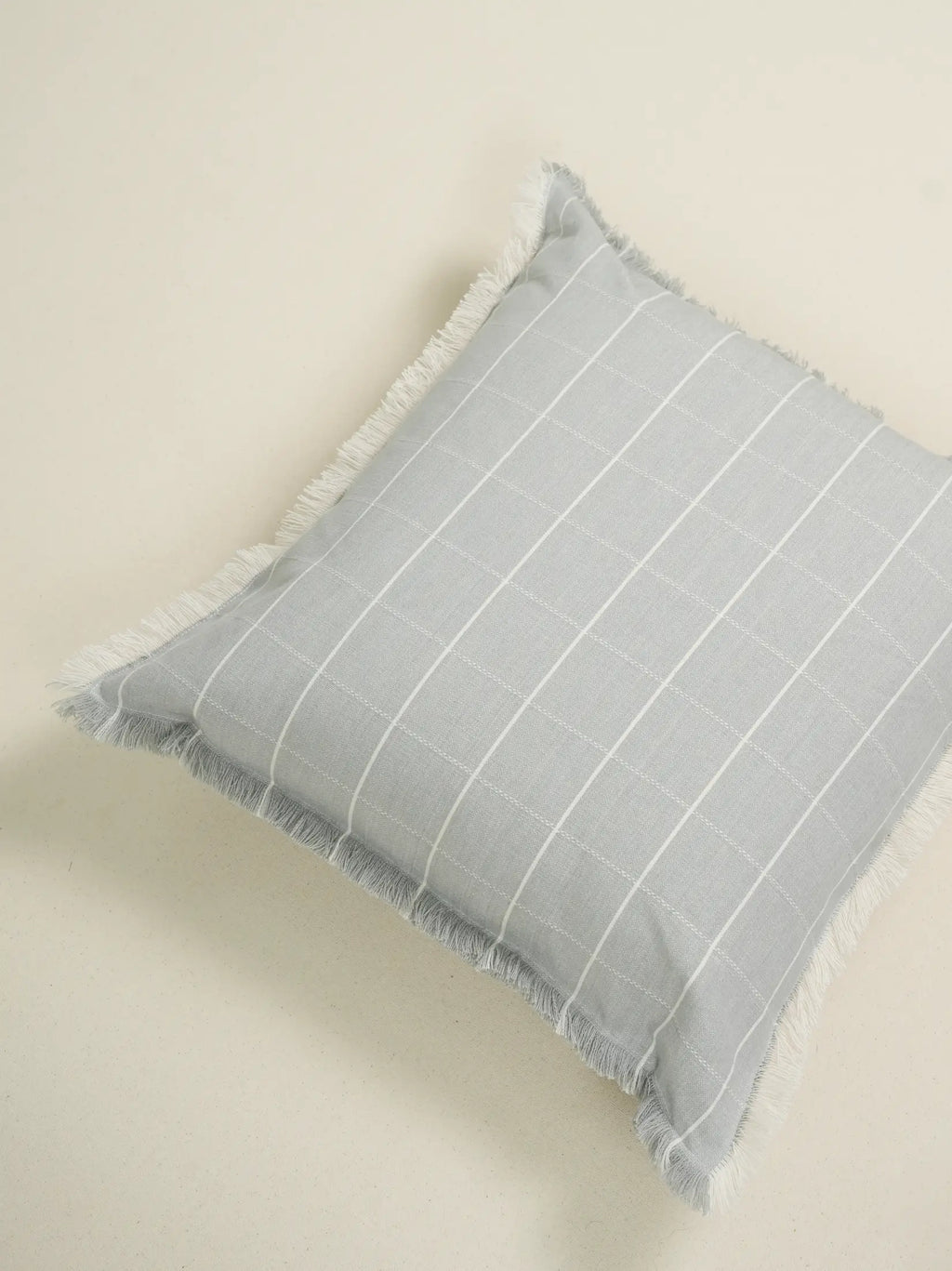 Pale Gray Checkered Cushion Cover – alternate view