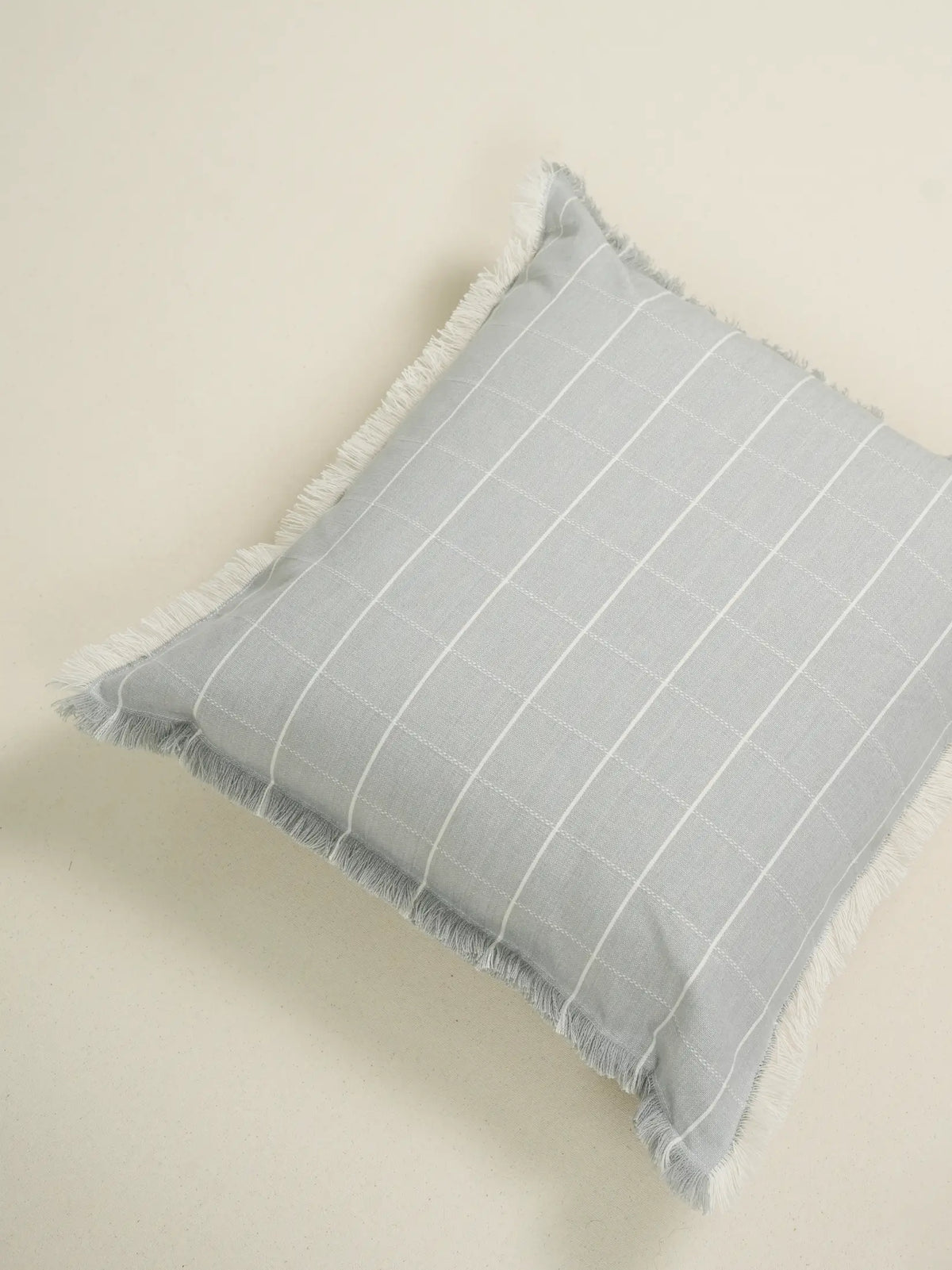 Pale Gray Checkered Cushion Cover – alternate view