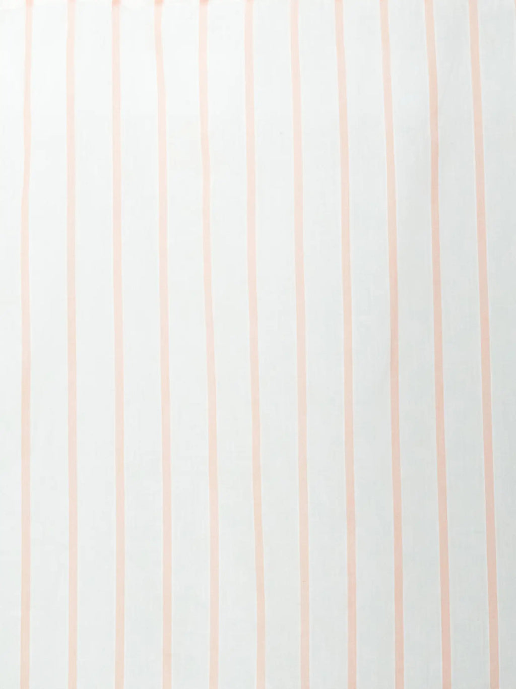 Close-up of white sheer curtain fabric with fine peach vertical stripes